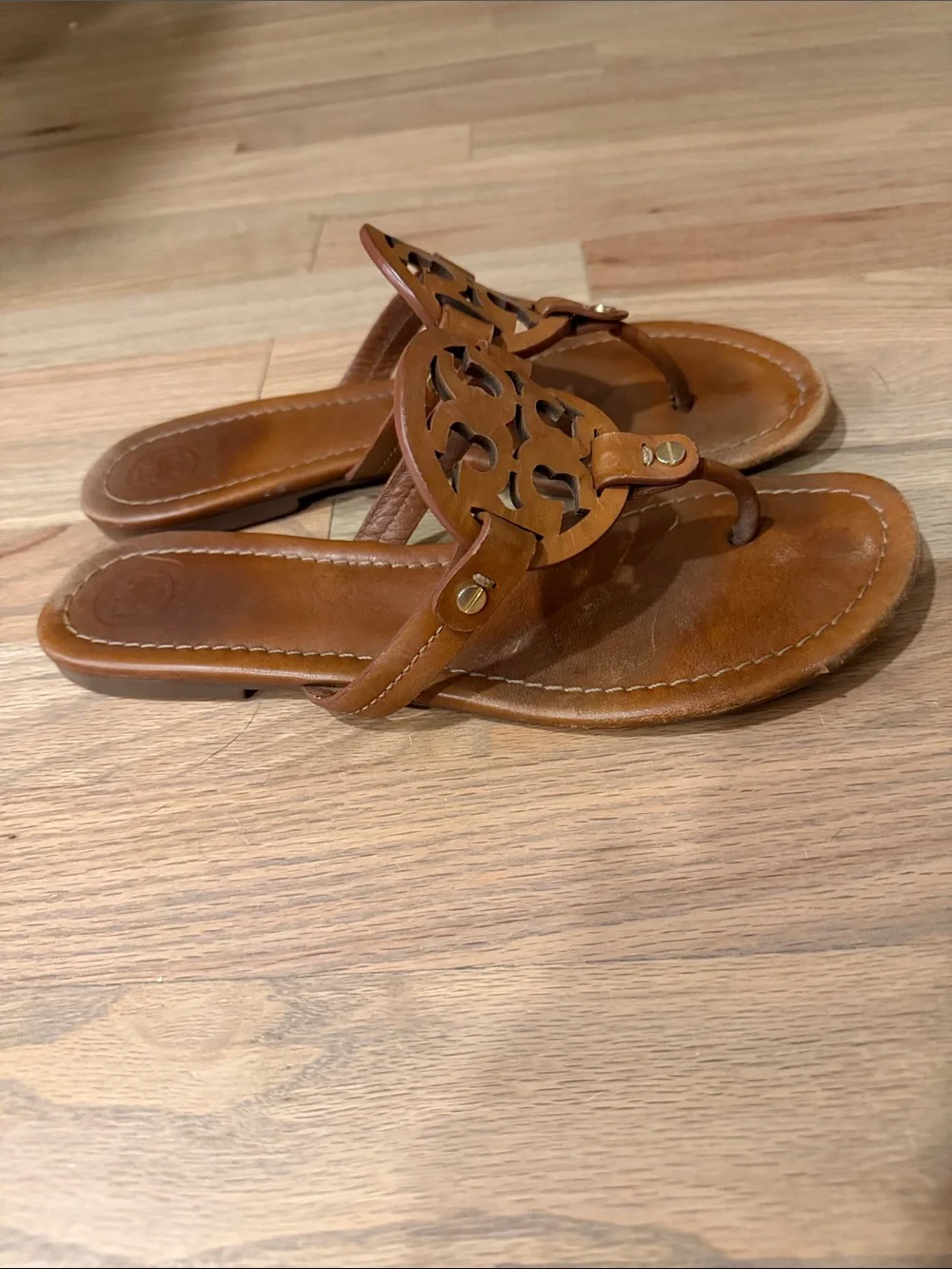 Tory Burch Miller Leather Sandals Cognac Tan Women’s Size 9